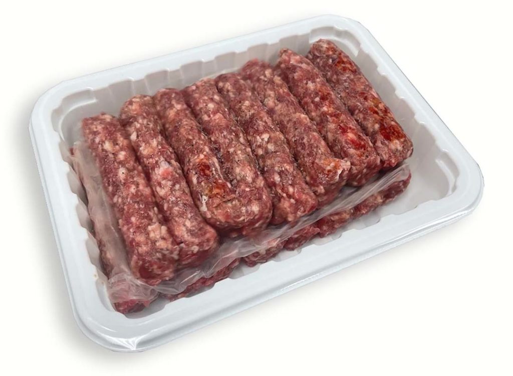 Sausages Tray Sealed on ILPRA Tray Sealer
