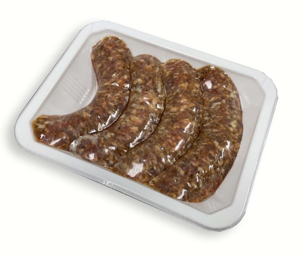 Sausages Skin Packed (VSP) on ILPRA Tray Sealer